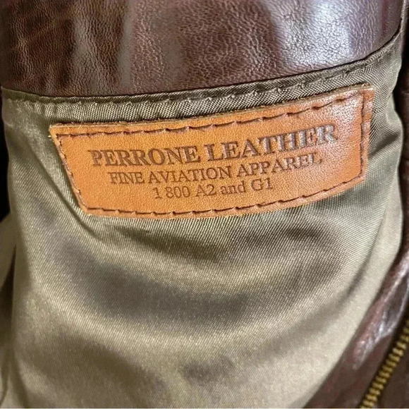 Perrone Aviation Apparel pilot leather bomber jacket size 54 handmade in USA - Picture 9 of 11